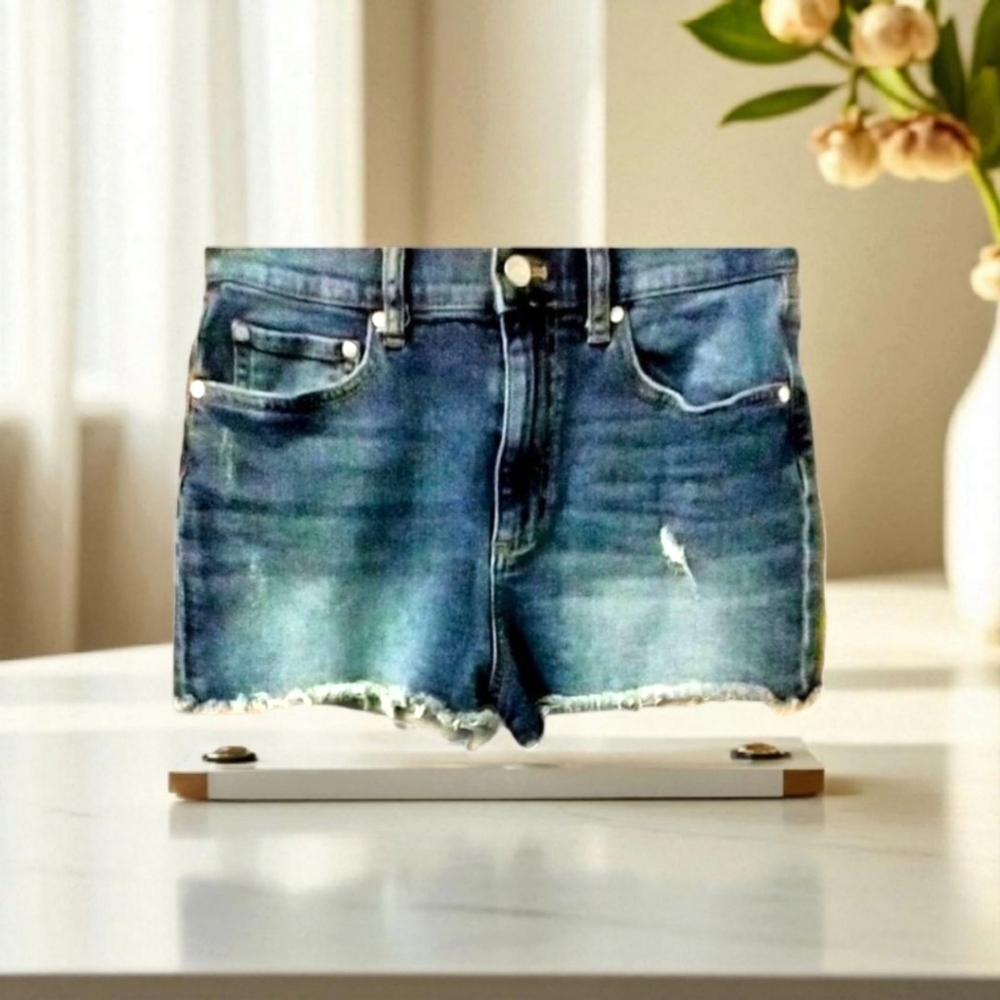  Pink Victoria Secret Dark Distressed Denim Jean Shorts Size 8
